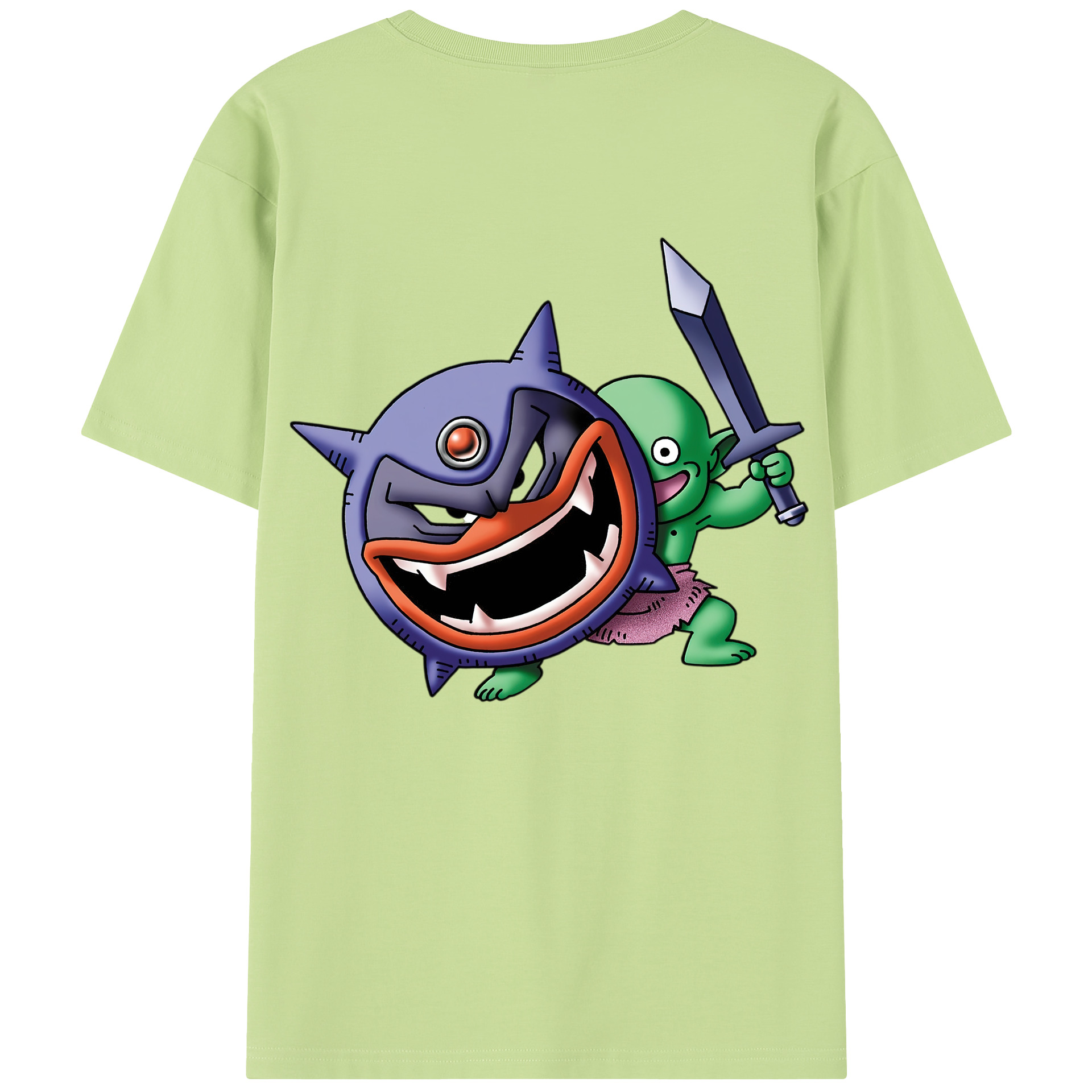 （画像用） ドラゴンクエスト Doragon Kuesuto Dragon Quest 綿100％半袖Tシャツ（背面プリント）